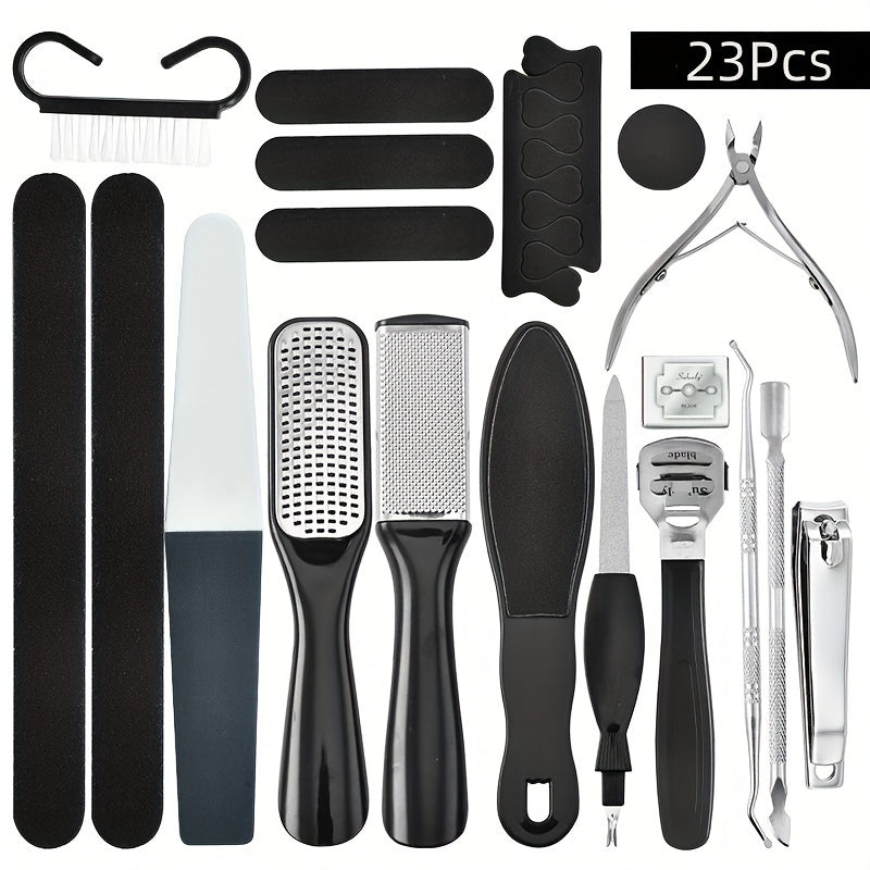 10/23pcs of Professional Pedicure Tool Set, Stainless Steel Foot Care Tool Set, Dead Skin Removal Pedicure Tool Set, Travel Essential for Men And Women