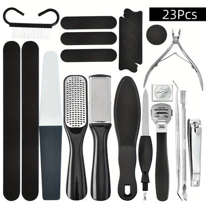 Professional Pedicure Tool Set Stainless Steel Foot Care Kit Dead Skin Callus Removal Tools for Men & Women Travel Essential 10pc & 23pc Options