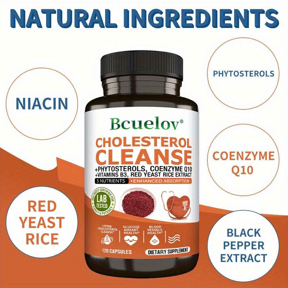 Cholesterol Health Supplement - Contains Phytosterols, Coenzyme Q10, And Red Yeast Rice Extract to Support Heart Health - 120 Capsules