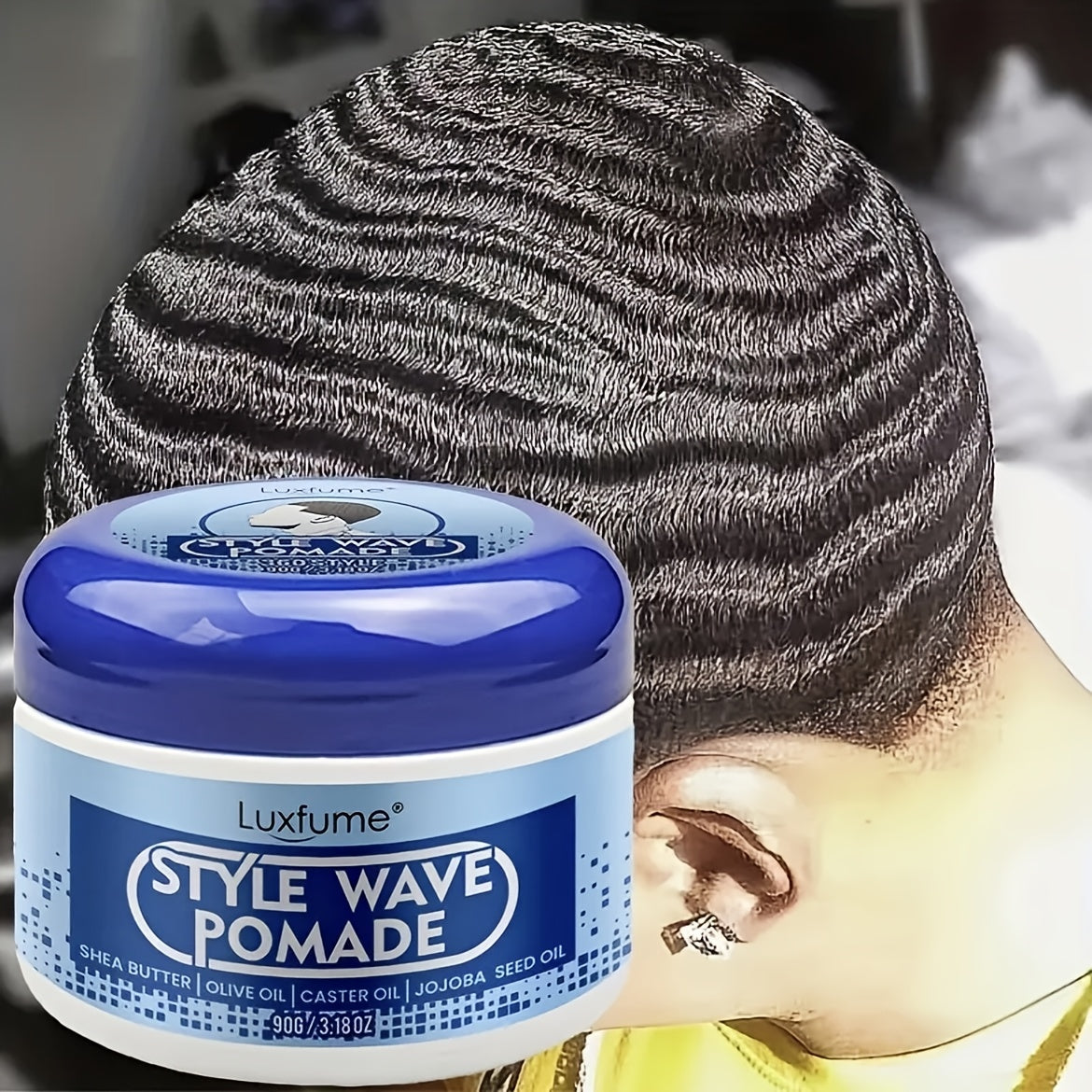 Men'S Natural Wave Pomade - Strong Hold, Non-Greasy Formula For 360 Waves, Layered Waves, And Silky Shine, Hair Styling Cream