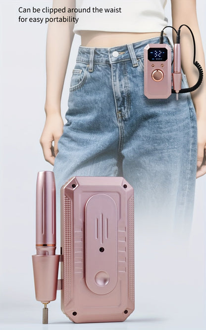 Electric Nail Drill Machine — Rechargeable Cordless Professional E-File for Acrylic Gel Natural Nails with 11 Bits & 20 Sanding Discs, High-Speed Portable Nail Polishing Tool for Salon & Home Use