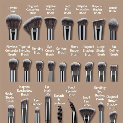 Makeup Brush Set 25-Piece Professional - Soft Fluffy Foundation Blush Eyeshadow Brushes for Beginners, Travel Portable with Gift Box