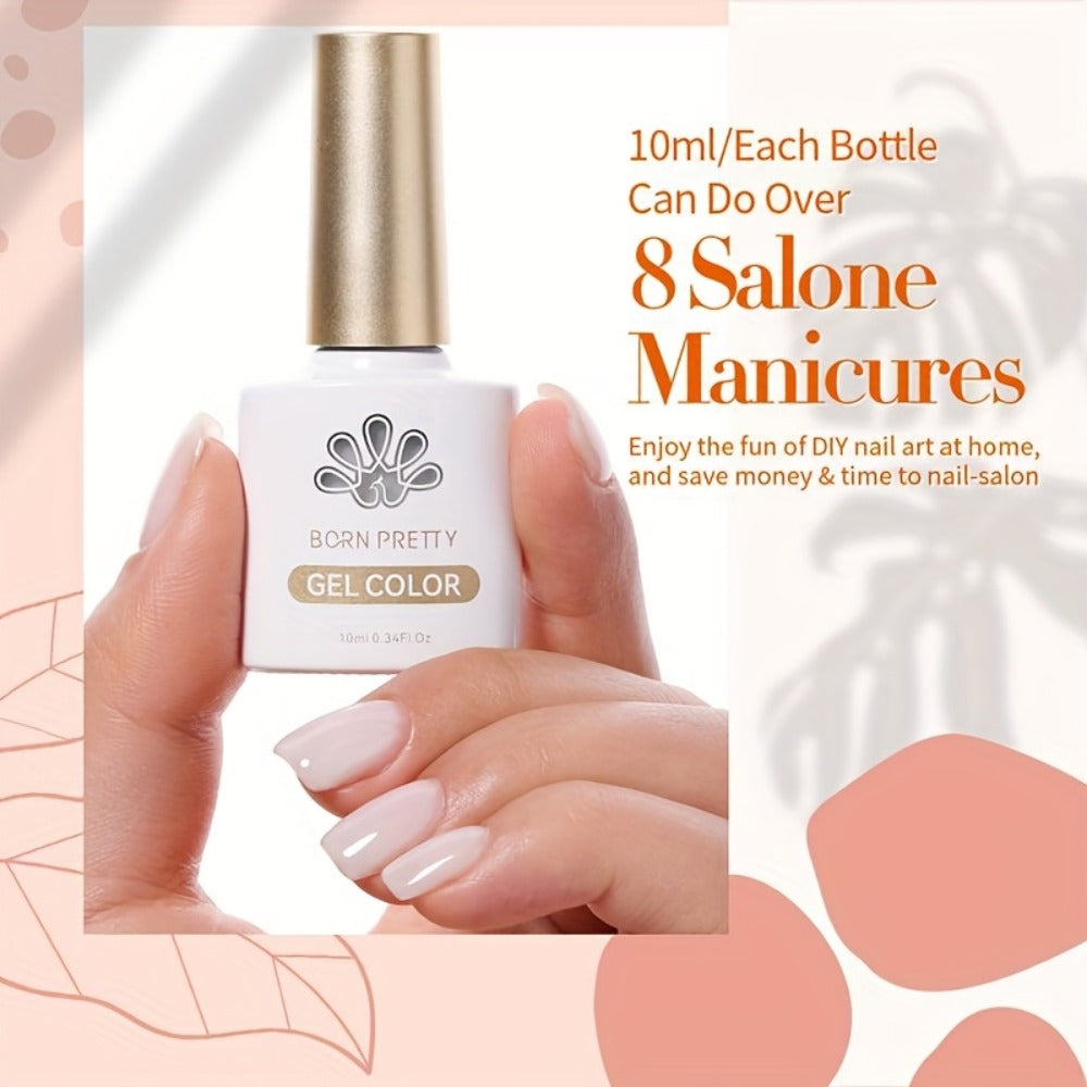 BORN PRETTY Milky White Jelly Nude Gel Nail Polish 0.34oz White Translucent Soak Off Gel Vernis Semi Permanent Need Light