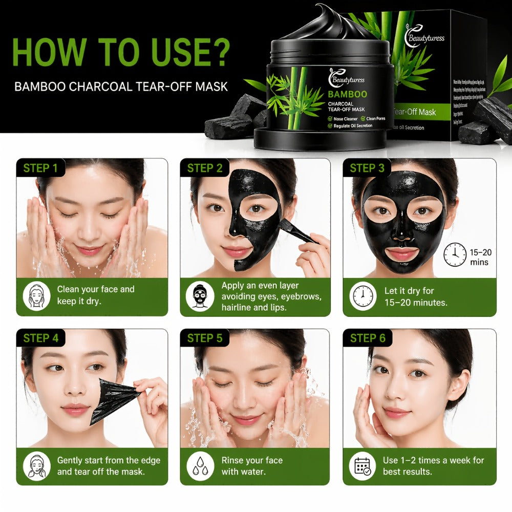 Bamboo Charcoal Clay Face Mask Deep Cleansing Pore Minimizing Oil Control Blackhead Remover Hypoallergenic Skin Care for Men Women All Skin Types