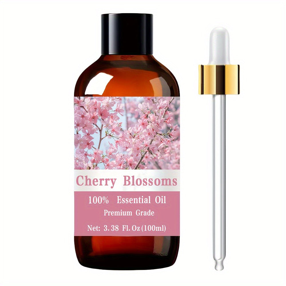 Cherry Blossoms Essential Oil, 100ml/3.38fl.oz, 100% Pure Care Grade for Nail, Hair & Skin Care, Massage, Moisturizing Massage Essential Oil for Men & Women, Meditation Gift, Perfect Christmas Gift