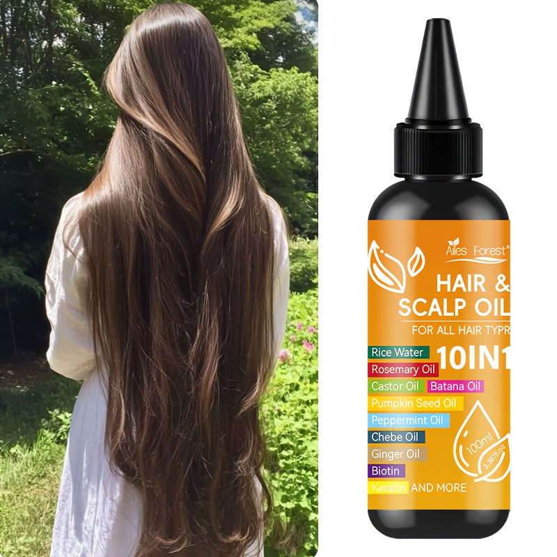 10in 1 Hair Care Oil, Containing Batana, Rosemary, Rice Water, Pumpkin Seeds, Mint, Shea Butter, Ginger, Keratin and Biotin, Moisturizing and Smooth, Suitable for All Hair Qualities, 3.38oz - Moisturizing and Smooth, Anti Manic, Herbal Essence