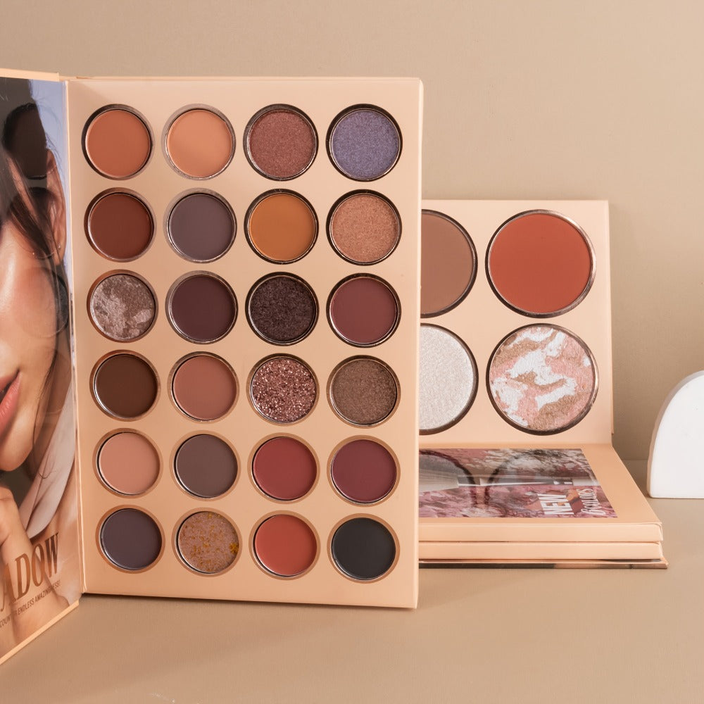 Three-layer Eyeshadow Blush Highlighter Loose Powder Integrated Palette, Book-style Folding Makeup Palette, Holiday Gift Makeup Palette