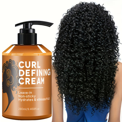 Curl Styling Cream Argan Oil 280ml - Frizz Control Moisturizing Long-Lasting Hair Styler with Jojoba Oil for Wavy Curly Regular Hair Non-Greasy Formula