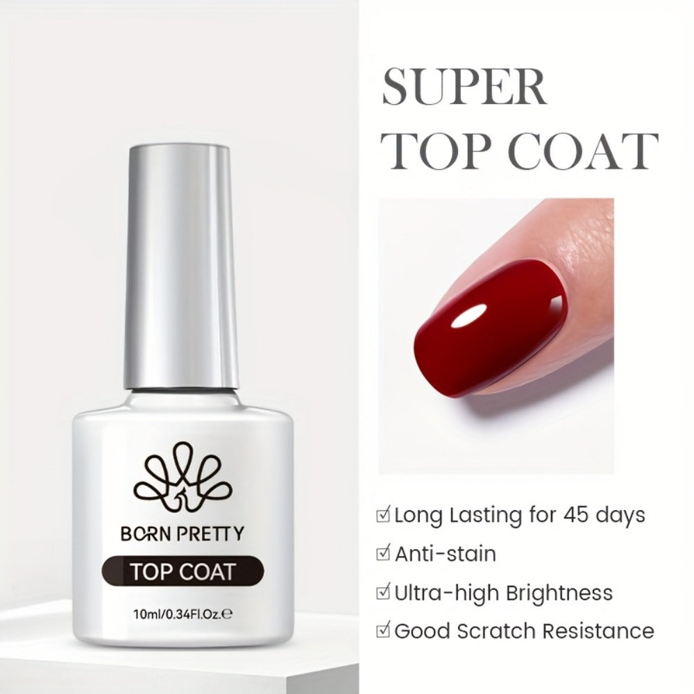 BORN PRETTY 4pcs/Set 0.34oz Super Top Coat And Base Gel Nail Polish for Gel Polish Nail Prep Dehydrator And Nail Primer Semi-permanent Varnish Nail Supplies