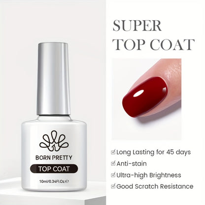 Gel Nail Polish Base Coat & Top Coat Kit 4pcs - Nail Prep Dehydrator, Primer, Base Gel & Super Top Coat Set for Semi-Permanent Gel Manicure, 15ml & 10ml