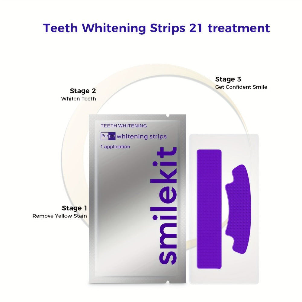 Teeth Strips, 14 Applications, Purple Tooth, Combining and Colour Correction, Teeth Kit, Strips, Peroxide Free ( First Choice Gift for Valentine's Day or Father's Day)