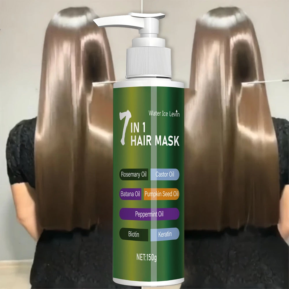 150G/5.291Oz, Water Ice Levin 7-In-1 Deep Conditioning Hair Mask Prevents Breakage Softens Dry Hair Enriched with Rosemary Oil Castor Oil Banta Oil Pumpkin Seed Oil And Biotin Keratin