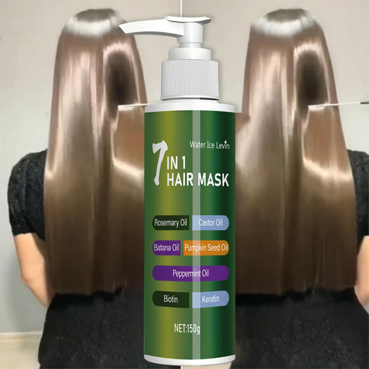 150G/5.291Oz, Water Ice Levin 7-In-1 Deep Conditioning Hair Mask Prevents Breakage Softens Dry Hair Enriched with Rosemary Oil Castor Oil Banta Oil Pumpkin Seed Oil And Biotin Keratin