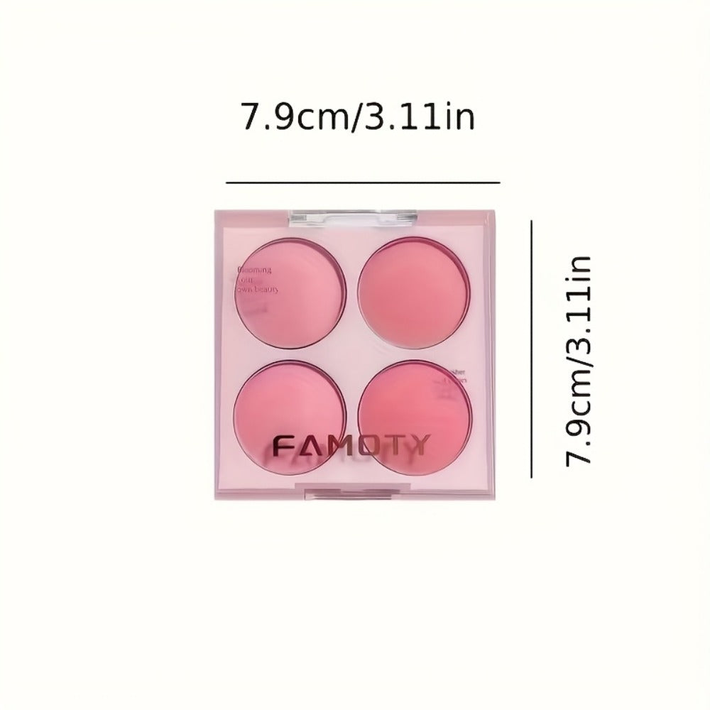 Blush Palette with Brushes Set - 4 in 1 Low Saturation Matte Powder, Soft Gradient Finish, Buildable Coverage for Cheeks & Eyes, Suitable for All Skin Tones, Natural Everyday Makeup Look