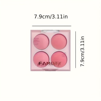 Blush Palette with Brushes Set - 4 in 1 Low Saturation Matte Powder, Soft Gradient Finish, Buildable Coverage for Cheeks & Eyes, Suitable for All Skin Tones, Natural Everyday Makeup Look