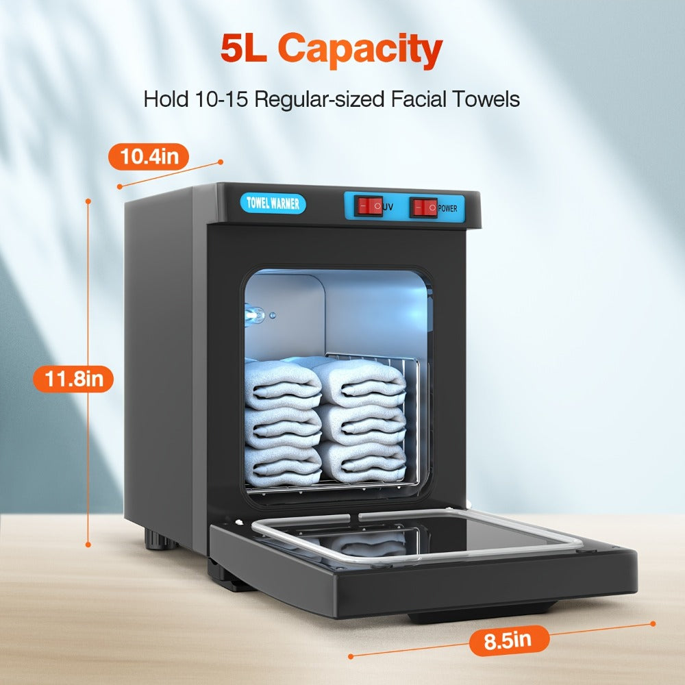 UV Hot Towel Warmer Cabinet 1.32 Gal — 2-in-1 Freestanding Professional Spa Heater, Quick Heating, UV Sterilization for Salon, Barber, Esthetician, Gym, Hotel & Home