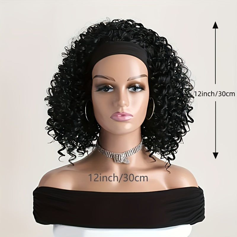 [Wigs for Women] Headband Wig Curly Wavy Wig Synthetic Wig Beginners Friendly Heat Resistant Elegant for Daily Use Wigs for Women