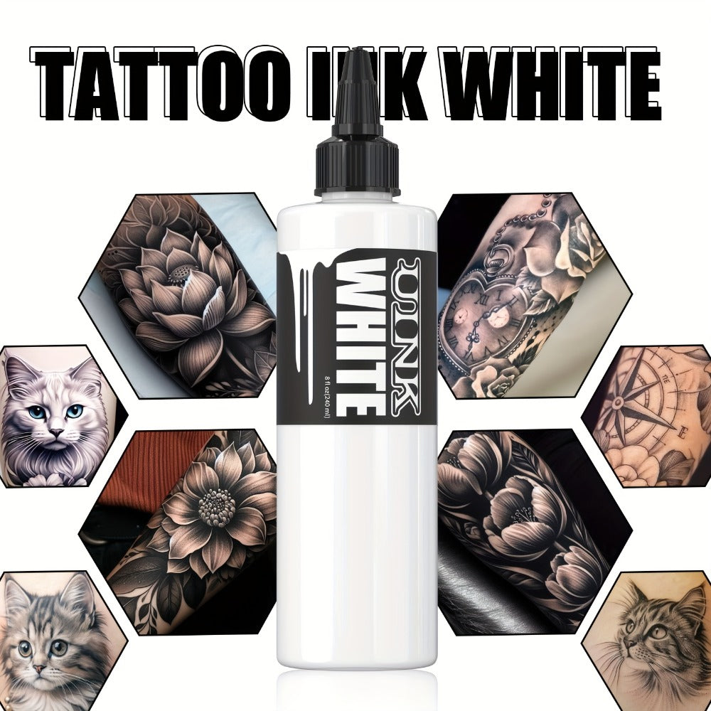 Tattoo Ink 8.12oz Large Capacity Black & White - UINK Professional Tattoo Ink Set for Line Work Coloring Shading Body Art Graffiti Beginners & Artists