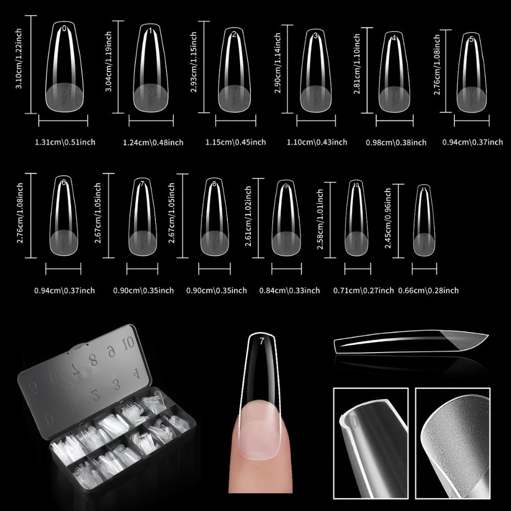 Soft Gel Nail Tips 600 Pieces - Clear Crystal Full Cover False Nails for Extensions | Almond Oval Square Coffin Stiletto Short Medium Long, Semi-Gloss Transparent Nail Tips for Nail Art Salon & DIY