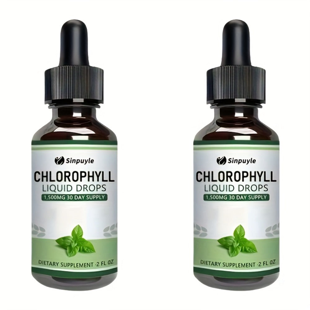 Chlorophyll Liquid Drops - Immune Support, Internal Deodorizer & Skin Health Supplement, 4 Month Supply, Natural Mint Flavor