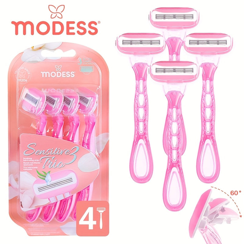 Women's Disposable Razors for Sensitive Skin — Smooth Close Shave for Legs & Underarms, Protective Cap, Available in 4-Pack or 8-Pack, Pastel Teal & Blush Pink Colors