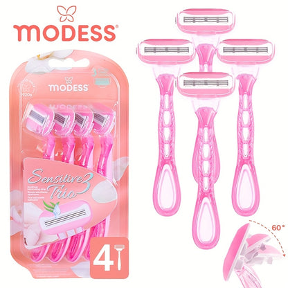 Sensitive Skin Disposable Razors for Women Pastel Teal Blush Pink 4-Pack & 8-Pack Smooth Close Shave Legs Underarms Protective Blade Cap Gentle Hair Removal Razor Daily Use Travel