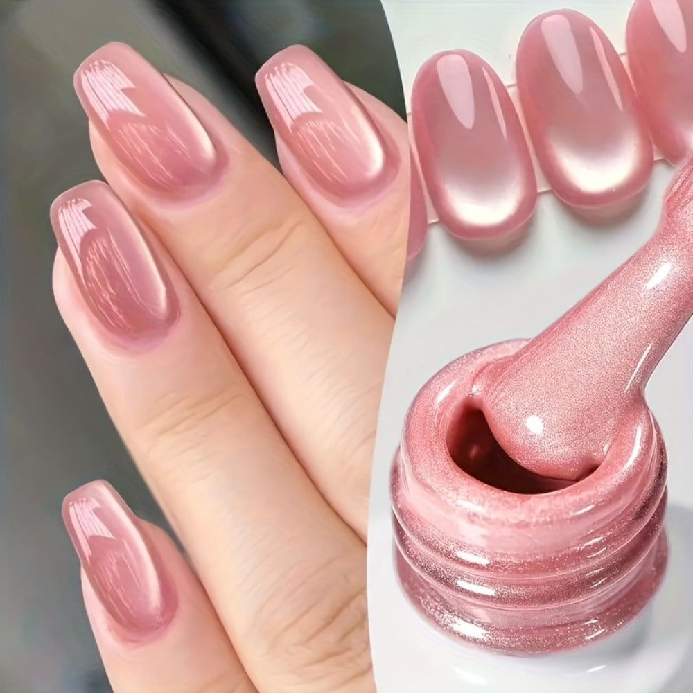 0.51oz Pink Cat Eye Magnetic Gel Nail Polish, Holographic Rainbow Gel Nail Polish, Pink Series, Removable, Suitable for and LED Light Curing Gel Nail Polish, for Nail Art Design, Ideal for Nail Salons and DIY at Home