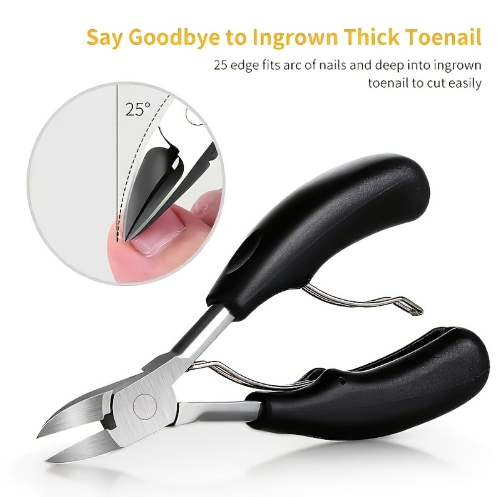 4pcs Heavy-duty Nail Scissors Set for The Elderly-inclined Curved Blade, Anti-splash Design, Extended Handle, Nail File Included, Professional Pedicure Kit