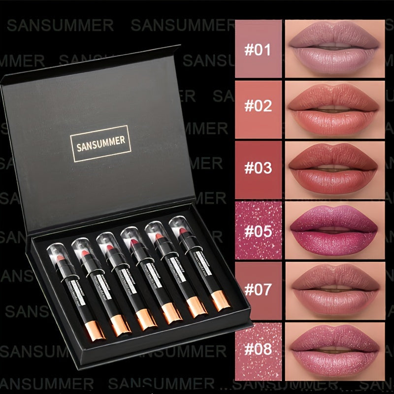 Durable Charm Gift Box, 6 Crayon Lipstick Gift Box, Matte Velvet, Waterproof, Rich, Durable, Easy to Apply, Suitable for Everyone'S Popular Colors, High End Exclusive Gift Ideal Mother'S Day And Valentine'S Day Gifts Mother Day Gifts Travel
