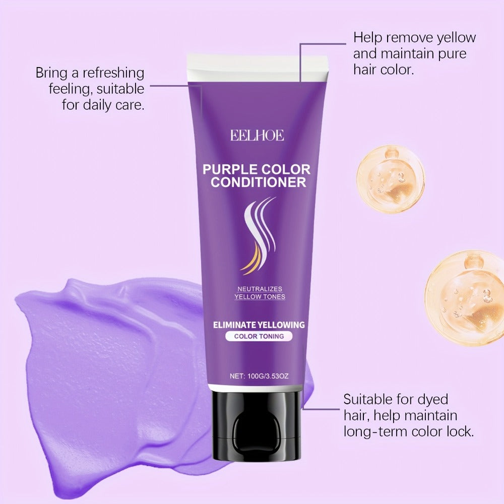 Purple Shampoo Set 3pcs — Collagen Anti-Yellowing Shampoo, Conditioner & Argan Hair Oil | Repairs Split Ends, Fixes Color & Smooths All Hair Types