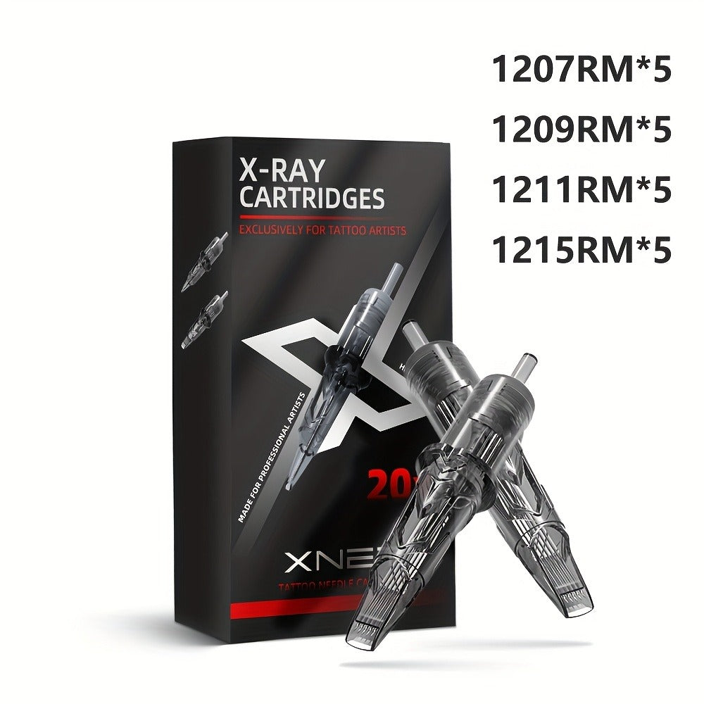 XNET Mixed Gray Premium Ink Cartridge Needle, Disposable Safe and Independent Packaging, 3, 5, 7, 9RL Circular Lined Ink Cartridge Needle