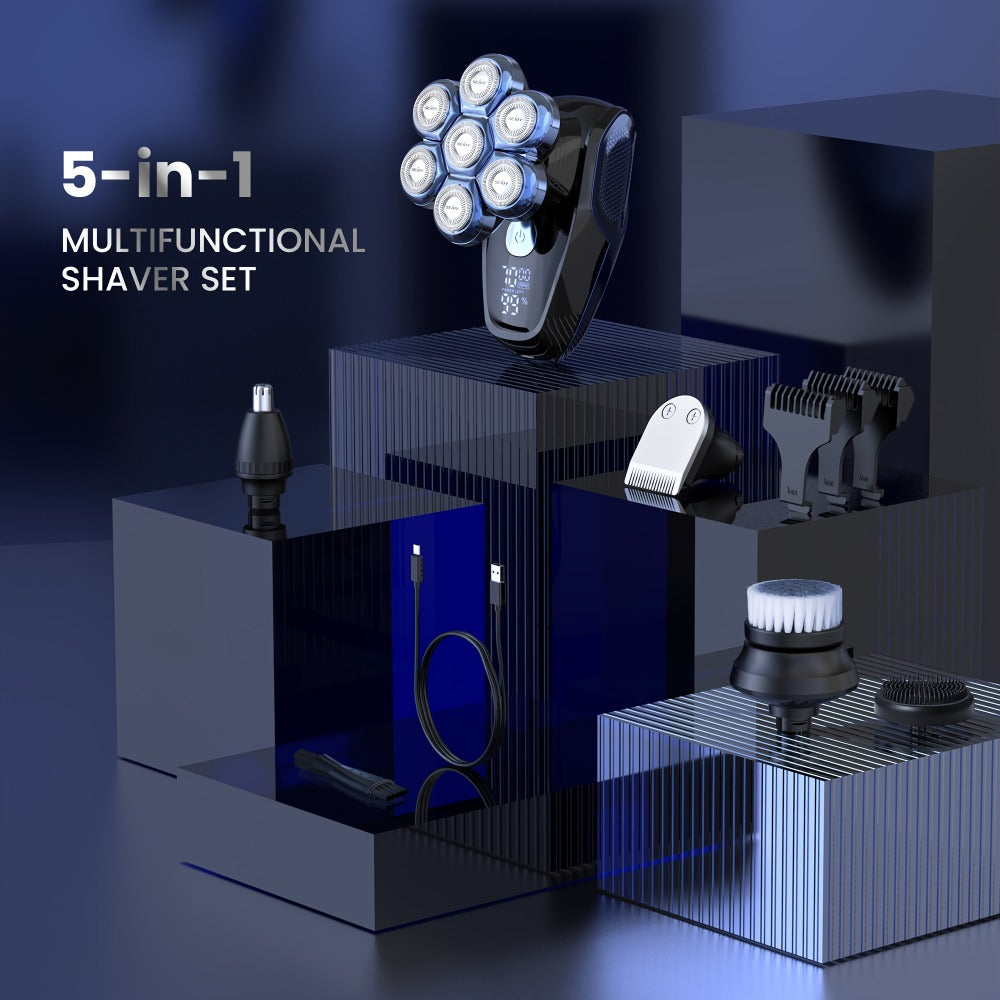 Sejoy 7D Electric Shaver For Bald Men, Upgraded 7 Floating Head, With Nose Hair Trimmer, Facial Cleaning Brush1.5H Fast Charging Travel Lock, Best Gift