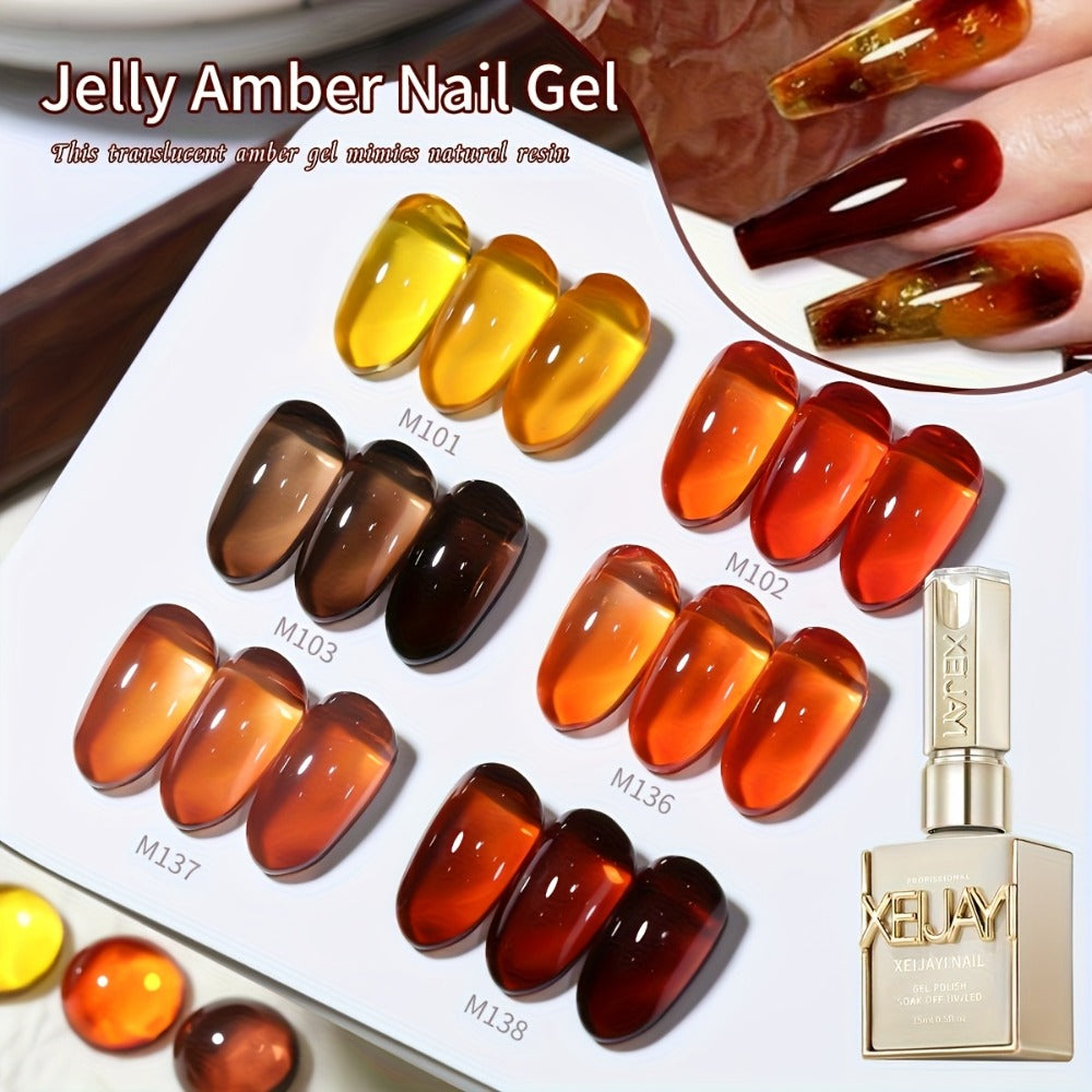 Amber Nail Trend 2025 Holographic Nail Art 6pcs/Set 0.51oz Magnetic Nail Gel Soak LED Gel Salon Women's Nail Art Tools Fashion Nail Gel