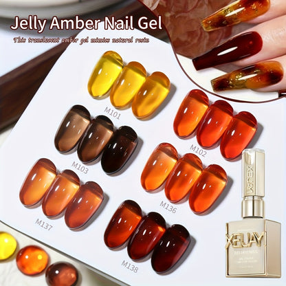 Holographic Magnetic Nail Gel Set 6pcs 0.51oz UV LED Soak Off Gel Polish Multicolor Shimmer Nail Art Kit for Women Salon Home Manicure Amber Aurora Cat Eye Nail Gel Polish 2025 Trend