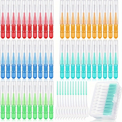 Interdental Brush Dental Picks 350 Pieces Soft Floss Toothpick Cleaners - Oral Care Flosser Refill Mixed Color Teeth Cleaning Tool Set