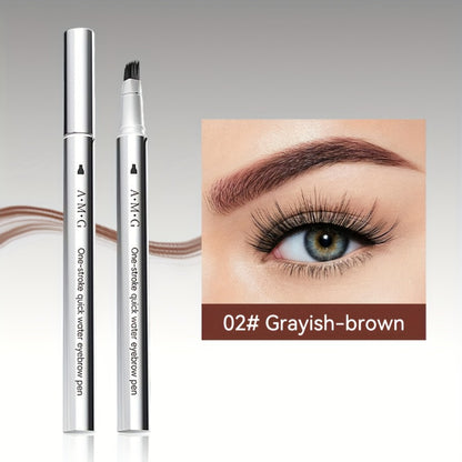Eyebrow Pencil & Hairline Pen with Dense Brush - Waterproof Sweat-Proof Long-Lasting, 2-in-1 Natural Brow & Hairline Definition, Hair-Stroke Finish, Black Tea Grayish-Brown Chestnut Brown