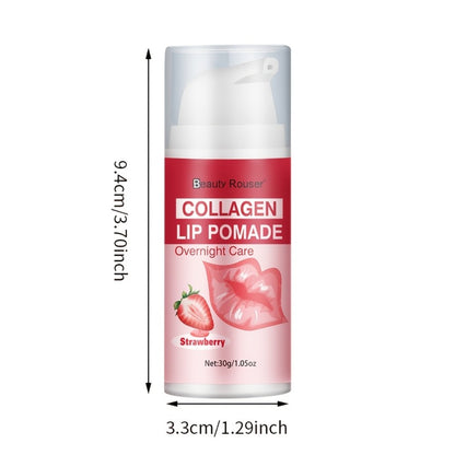 Lip Pomade Collagen Moisturizing Plumping Lip Essence Deep Hydration Day Night Lip Care Nourishes Dry Lips Long-Lasting All Skin Types 30g
