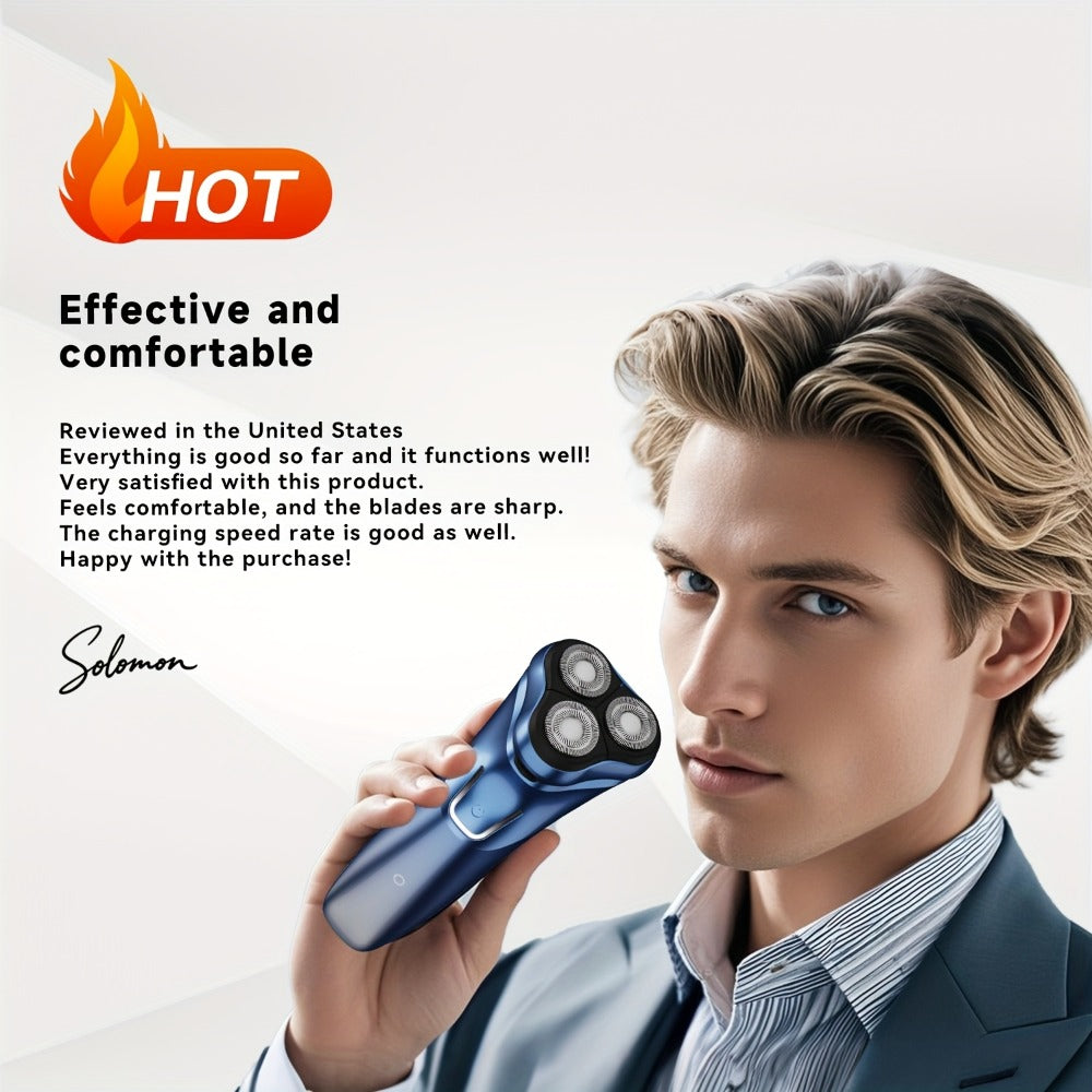 Rechargeable Electric Shaver And Trimmer for Men - Travel Razor for Close Shaving with Pop-up Trimmer, 1-Hour Fast Charge, & Easy Clean - Ideal Gift for Father/Husband/Boyfriend