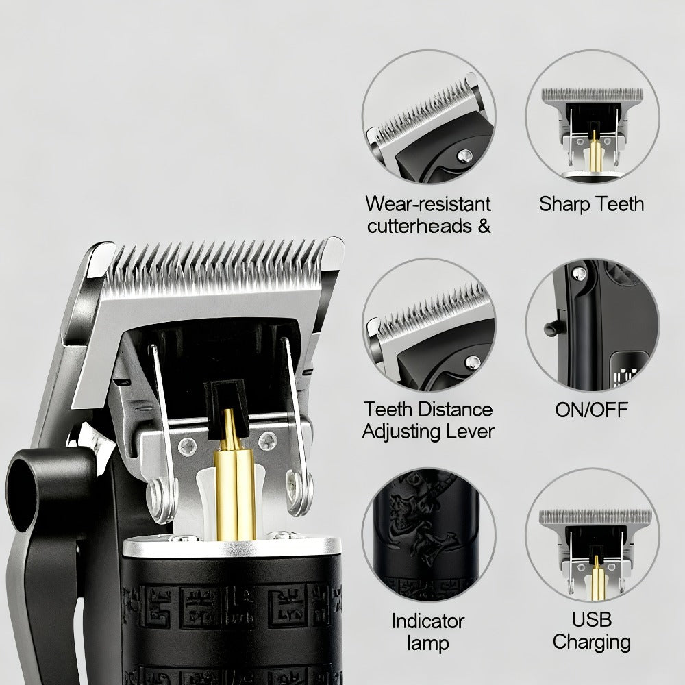 Men'S Hair Clipper And Beard Trimmer Set Men'S USB-Rechargeable Hair Clipper Features Battery Level Indicator, Ideal For Travel And Home Use, Includes 4 Comb Attachments Men'S Gift | Birthday Gift | Christmas Gift