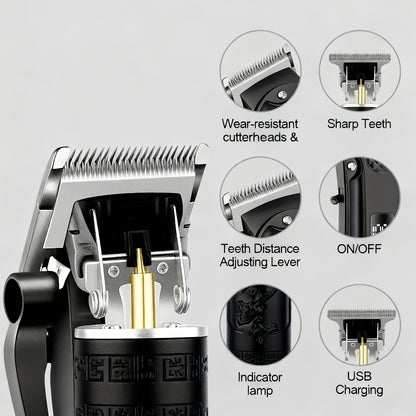 Hair Clipper & Beard Trimmer Set for Men - USB Rechargeable Cordless Trimmer with Battery Indicator, 4 Comb Attachments, Home & Travel Grooming Kit, Gift for Men