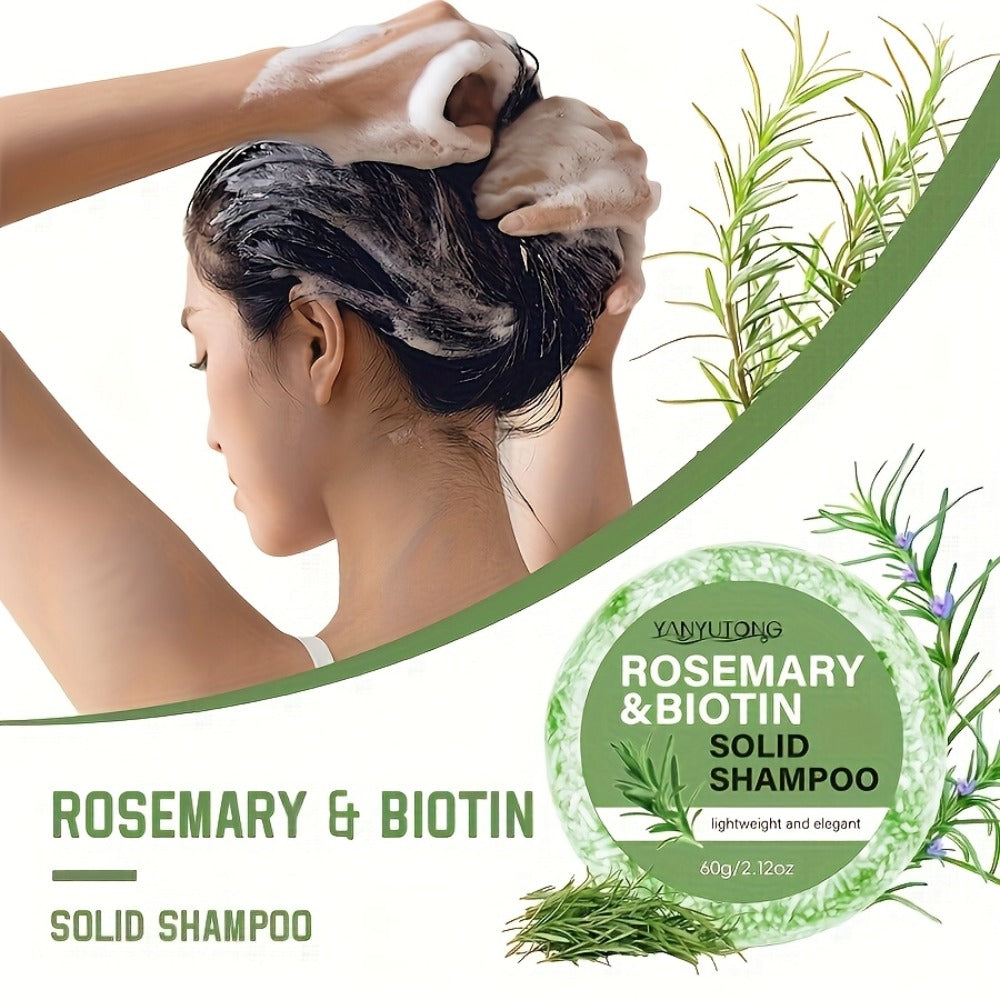 Rosemary Biotin Shampoo Bar 3 Pack Plant-Based Nourishing Mild Non-Irritating Formula for Sleek Smooth Hair Natural Solid Shampoo Bar for All Hair Types 60g Each