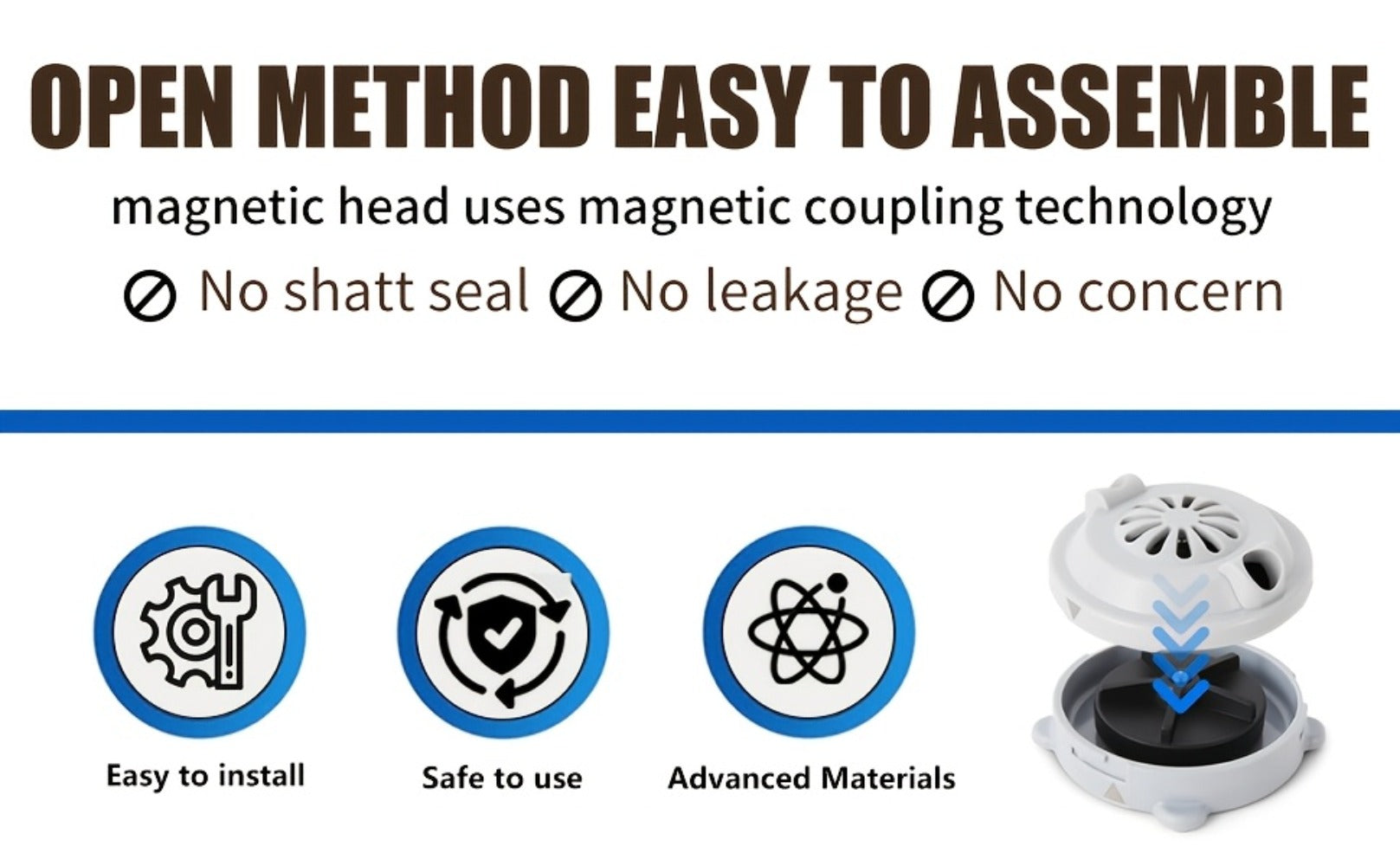 Pipeless Jet Motor Magnetic Jet Head Motor for Pedicure Spa Chair Part Includes Propeller And Cap Replacement for LURACO