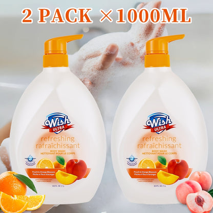 Moisturizing Body Wash 2-Pack 33.8 fl oz — Long-Lasting Scent, Deep Cleansing Shower Gel for Men & Women, All Skin Types, Available in Cucumber, Milky, Mango & Peach Fragrances