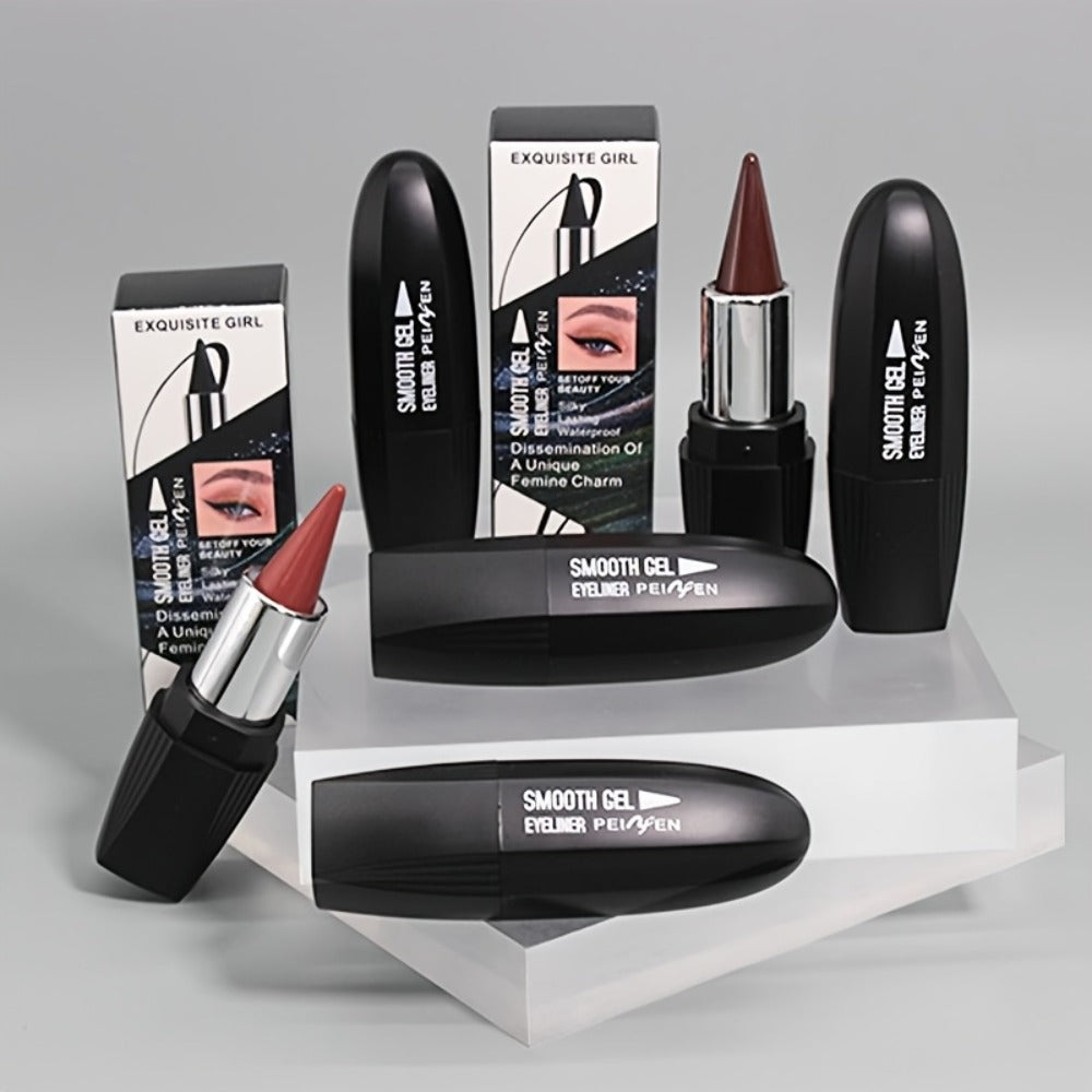 Eyeliner Set 6 Colors - Waterproof Long-Lasting Smudge-Proof Eyeliner Cream, Transfer-Proof Sliding Liner for Eyes & Lips, Black Brown Reddish Brown, Daily & Party Makeup for Women
