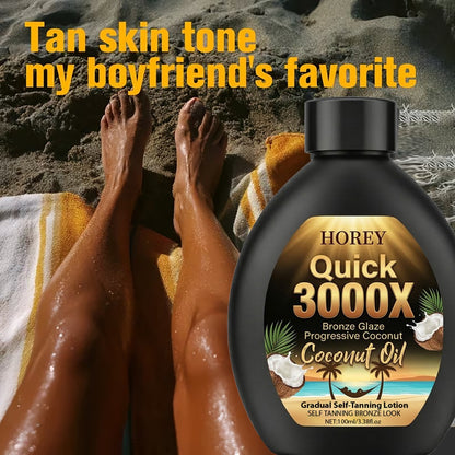 Self Tanning Lotion 100ml Coconut Extract Gradual Sunless Tanner - Natural Sun-Kissed Glow Moisturizing Self Tanner Body Lotion for Women Men Summer Tan 3000X