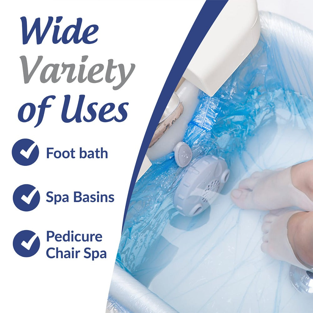 Pedicure Liners Disposable 400 Count XL 48"x48" - Blue Plastic Foot Spa Bowl Liners 9.5 Mic for Pedicure Chair Tub Nail Salon Spa, Hygienic Single-Use Foot Bath Bags
