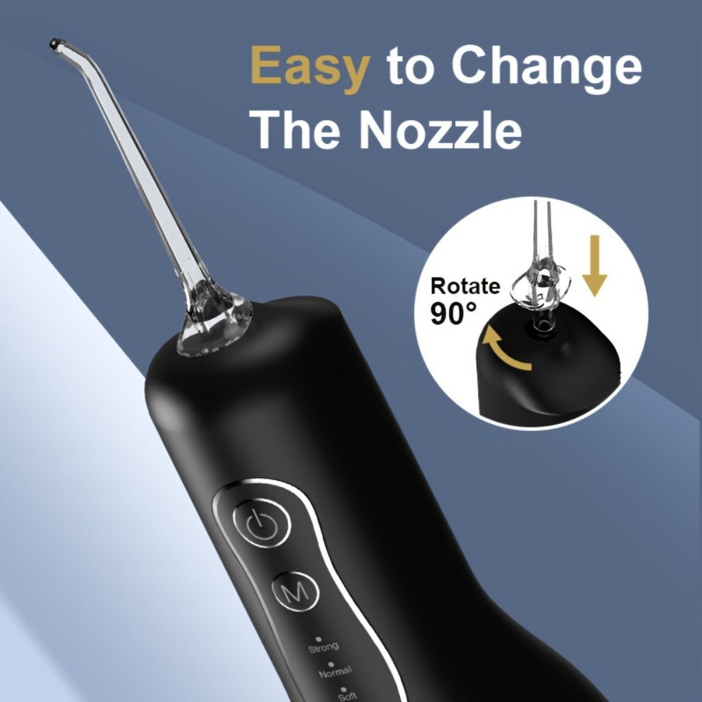 Water Flosser, Water Flossing Wand, 4 Adjustable Modes, Includes 4 Nozzles, Rechargeable Cordless Oral Irrigator, Portable IPX7 Waterproof, Dual-Use for Home And Travel, Black Edition, Christmas Gift