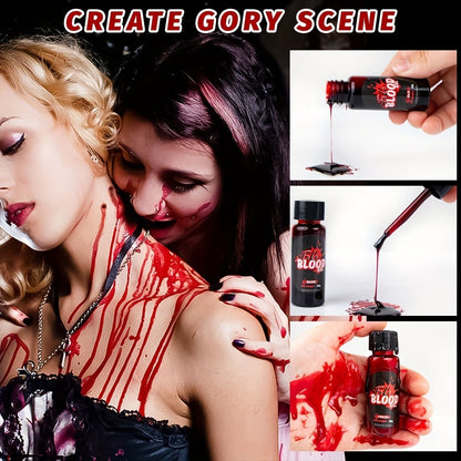 Fake Blood Makeup Kit 3pcs - Realistic Fresh Dark & Old Blood SFX Paste with Brush - Washable Special Effects Makeup for Halloween Zombie Vampire Cosplay