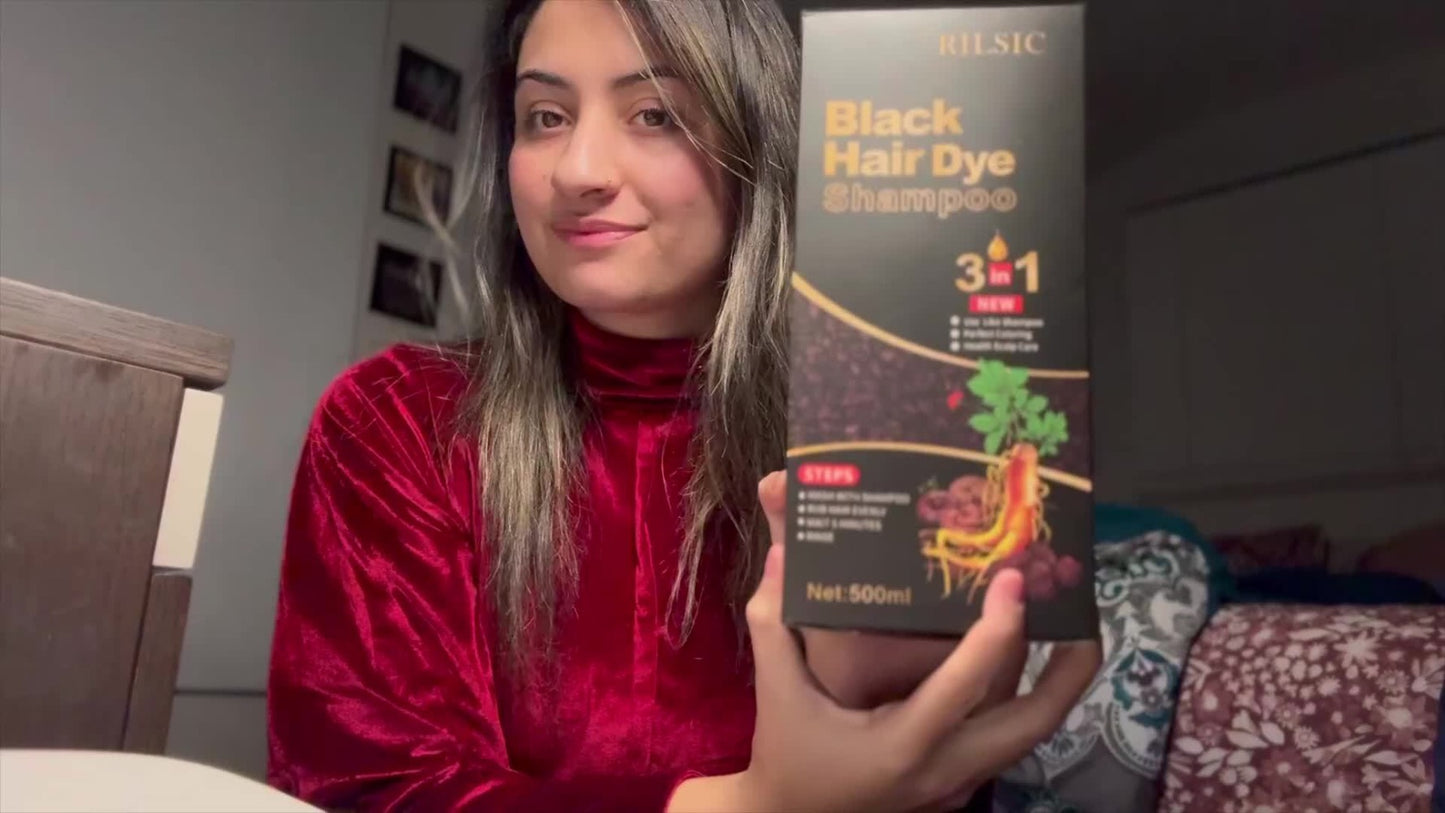 Herbal Hair Dye Shampoo 3-in-1 with Plant Squalene — 2pcs 16.91oz Instant Gray Hair Coverage, Natural Color in Minutes, Unisex, Brown, Dark Brown & Black