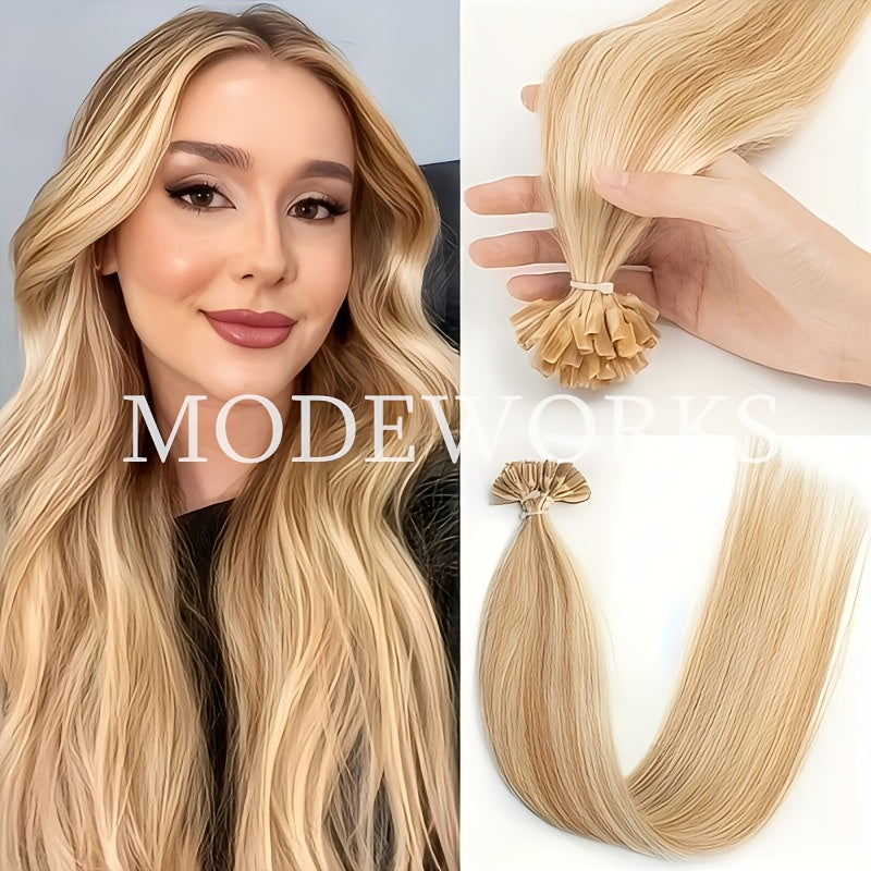 Keratin U Tip Hair Extensions 100% Remy Human Hair Nail Tip Bond Straight Invisible Seamless 12 14 16 18 20 Inch 50 Strands Natural Black Jet Black Blonde Brown Multi Color